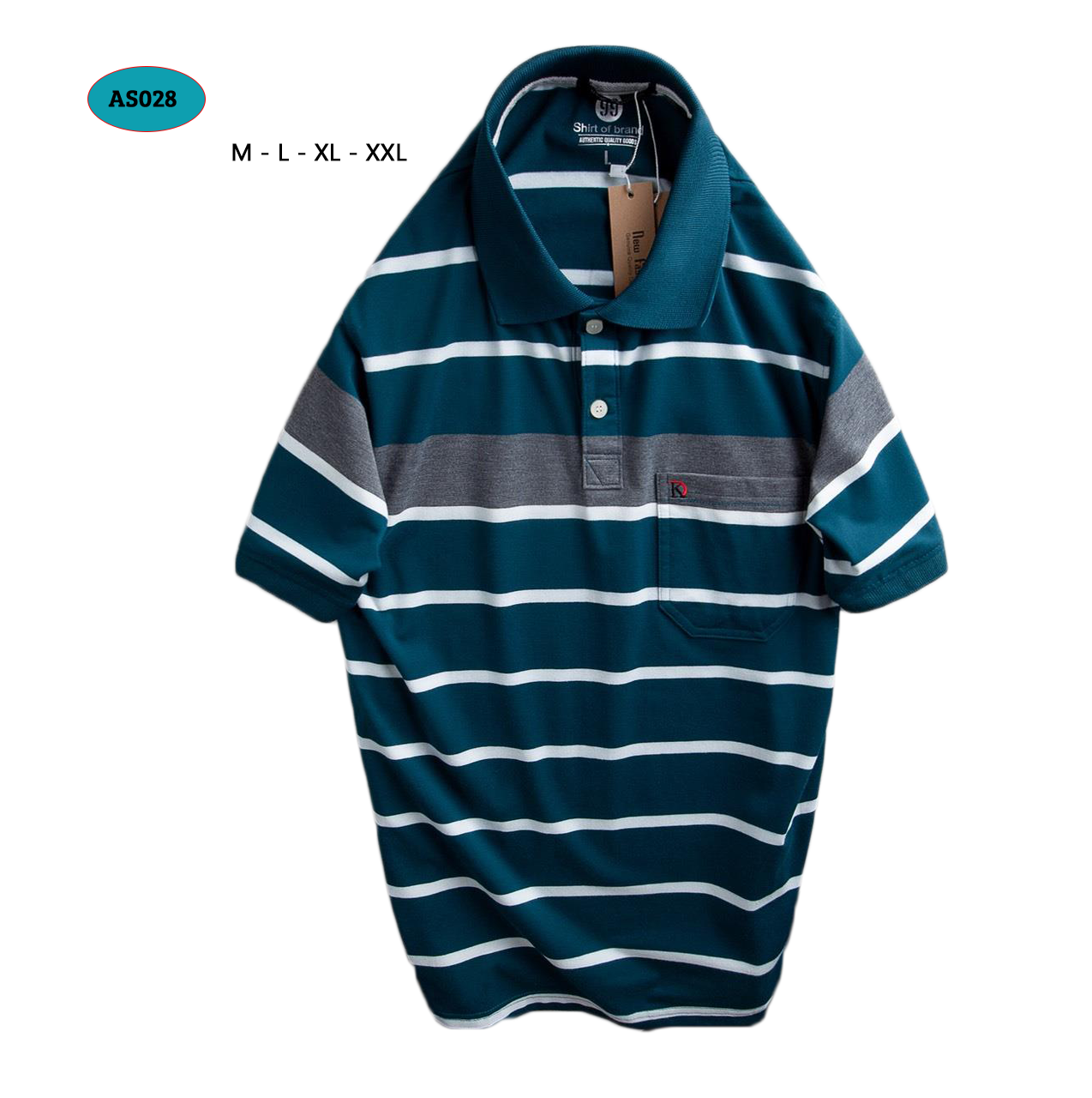 Áo Thun sọc POLO Nam thời trang Có Túi Cao Cấp AS109