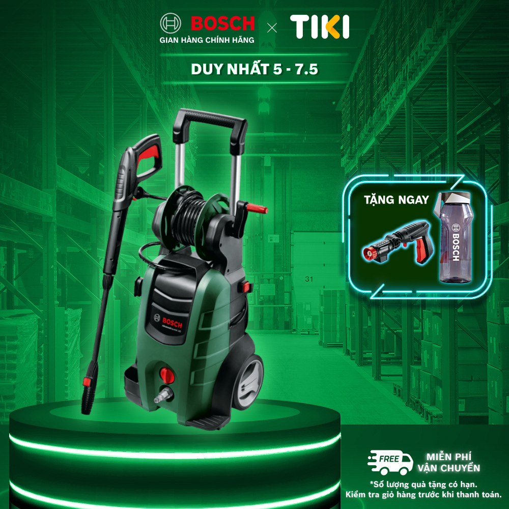 Máy phun xịt rửa Bosch Universal Aquatak 125 kèm Phụ kiện chà rửa sân Aquasurf 250 và Ống nước nối dài Bosch 6m