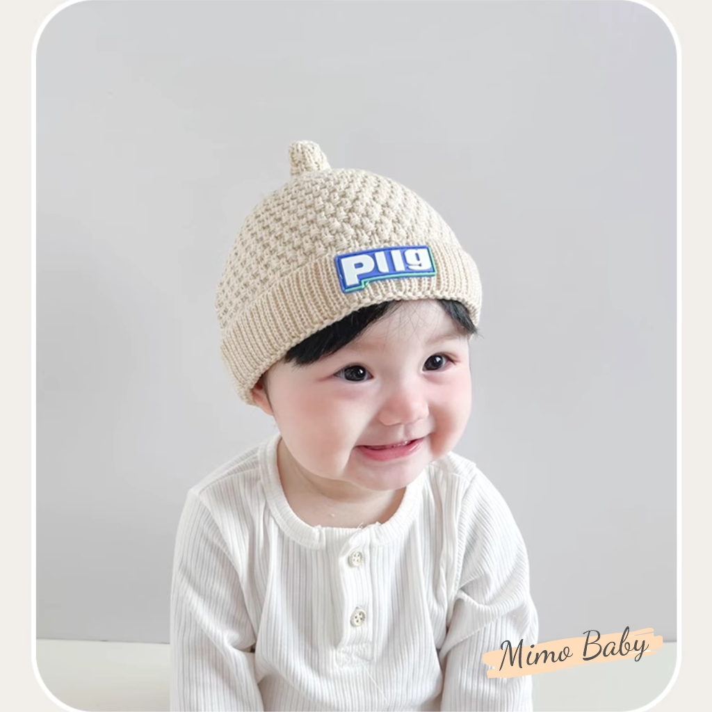 Mũ nón len chóp nhọn đính chữ Piig đáng yêu cho bé ML251 Mimo Baby