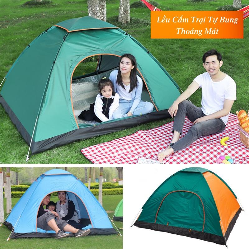 Lều tự bung 4-6 người 2 cửa to thoáng, chống mưa nắng, chống muỗi côn trùng và tia cực tím, an toàn cho cả gia đình bạn