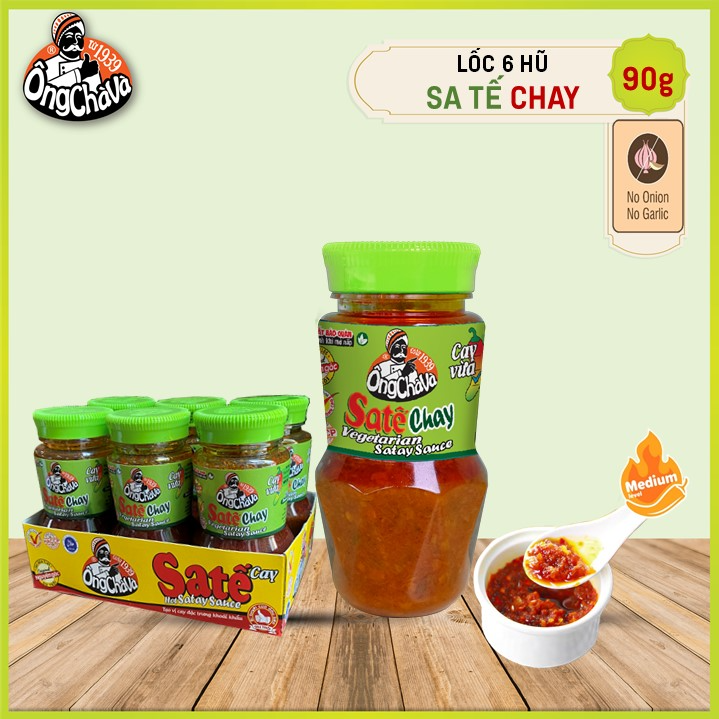 Lốc 6 hũ Sa Tế Chay Ông Chà Và 90gr - Cay vừa ( Vegatarian Satay Sauce)