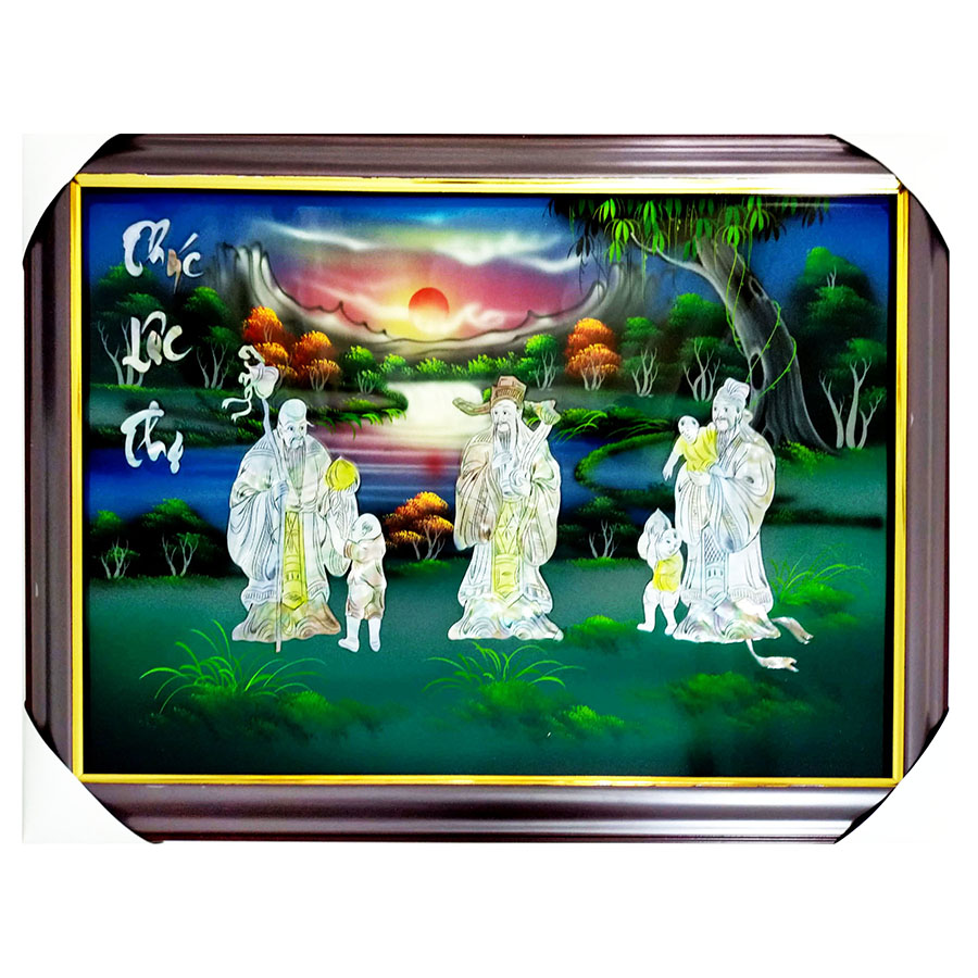 Tranh sơn mài tranh phong thủy Phúc Lộc Thọ SM00008 60x40cm