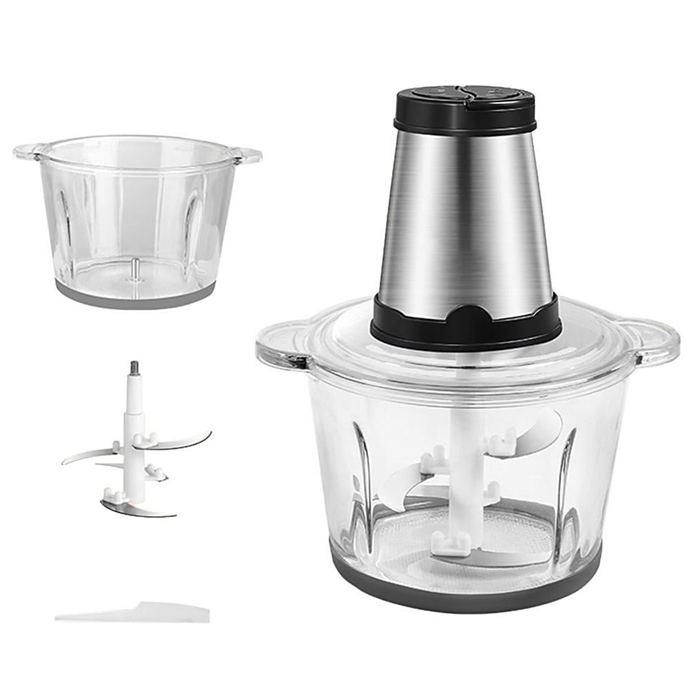 Electric Meat Grinder Homgeek 2L Large Household Capacity Stainless Steel 2 Gears 250W High Power Kitchen Cooker Blender