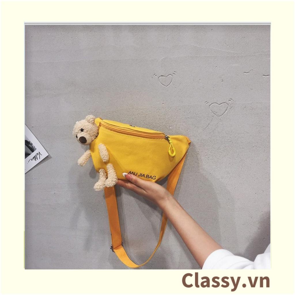 Túi bao tử nữ Classy vải canvas đi chơi mini nhỏ giá rẻ đẹp hoạ tiết chú gấu xinh T278