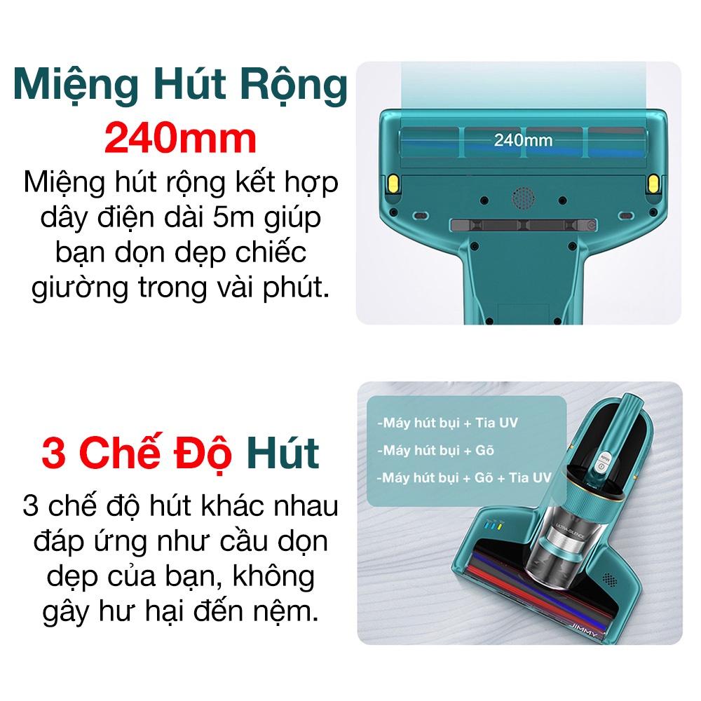 Máy Hút Bụi Giường Nệm JIMMY BX6 Lực Hút 15KPa Công Suất 600W Với 3 Chế Độ Hút Cùng Cảm Biến Bụi Kết Hợp Tia UV Sóng Âm Diệt Bọ Ve Hút Sạch Toàn Bộ Bụi Tóc Lông Thú Cưng - Hàng Chính Hãng - Bảo Hành 12 Tháng