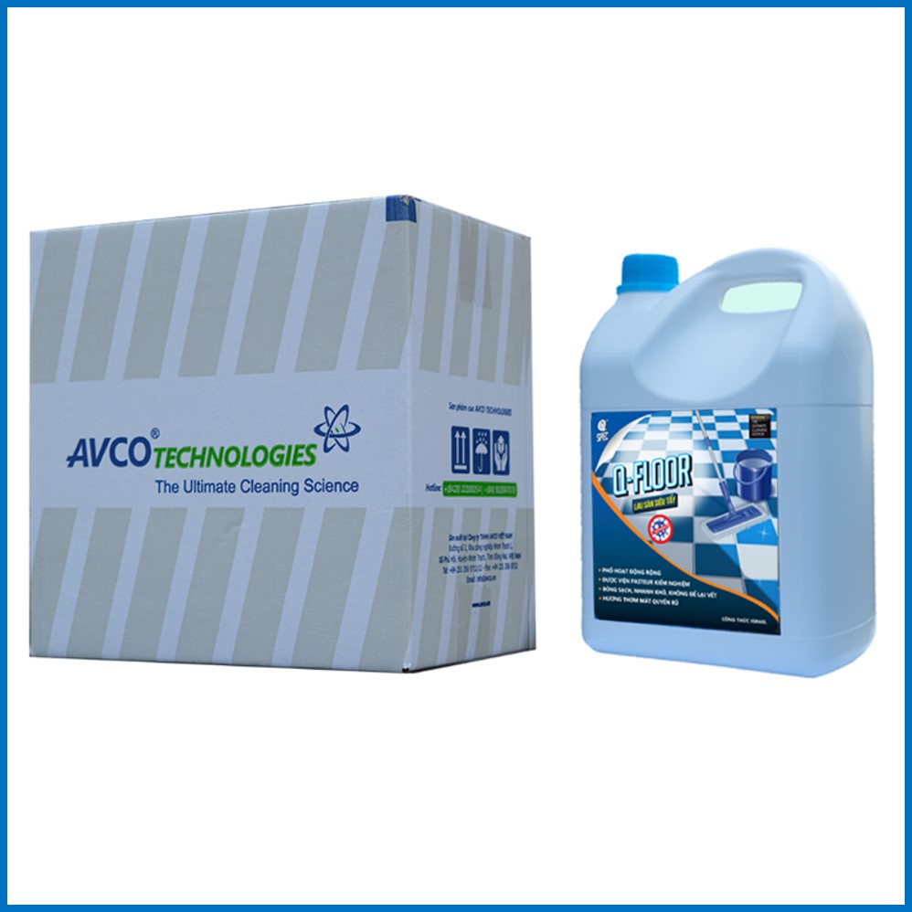 Lau sàn diệt khuẩn Q-FLOOR - thùng carton (4 x can 4 lít) - AVCOchem - Q-HOMECARE