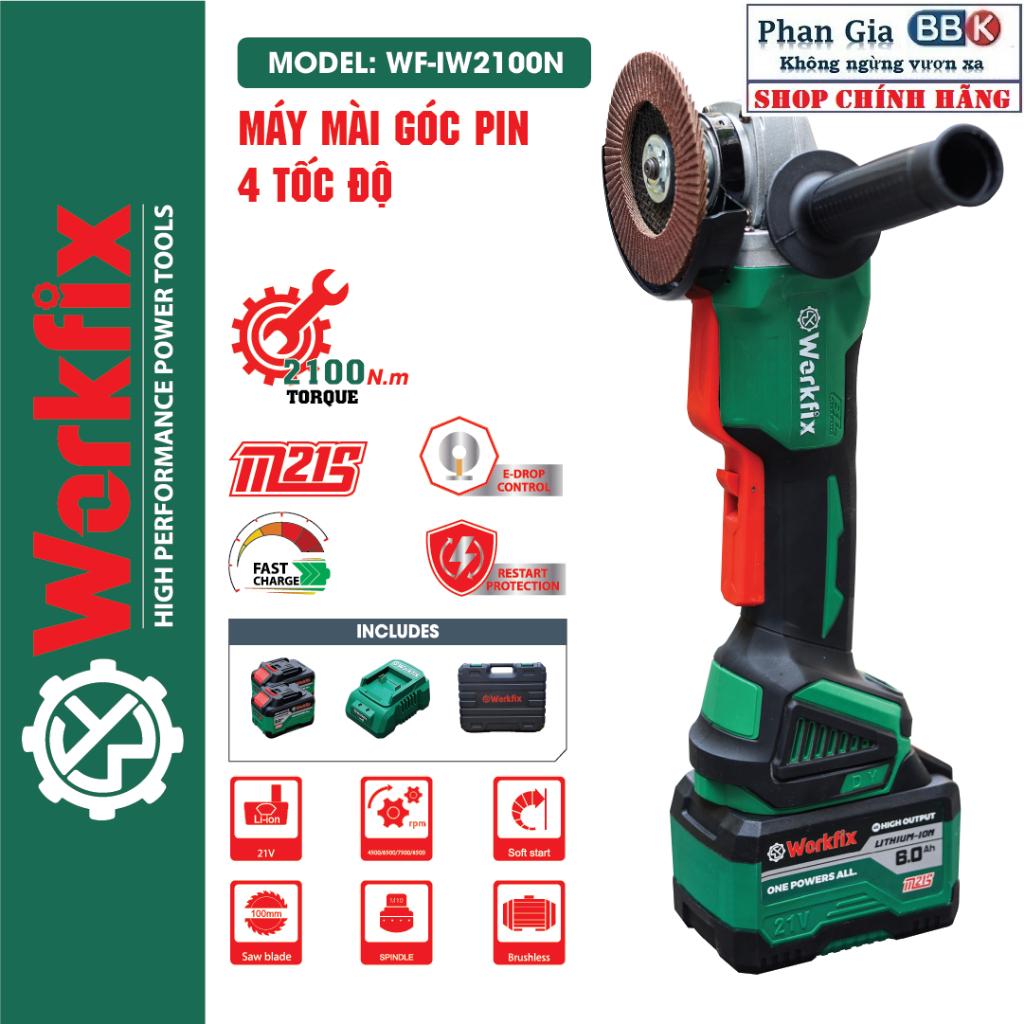 [chính hãƞg] Máy Mài Pin Workfix WF-AG100B Công Tắc Bóp,Chống Khởi Động Lại ,Chân Pin Phổ Thông, Lõi Đồng Bảo Hành 12T