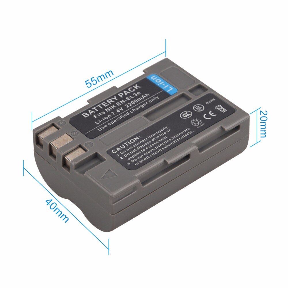 ROGTZ Pin Cho Máy Ảnh Nikon Li-ion 7.4V 2200mAh EN-EL3E - Hàng Nhập Khẩu