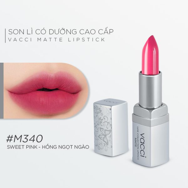 Son lì dưỡng môi cao cấp Vacci Matte Lipstick - M340Hồng Ngọt Ngào