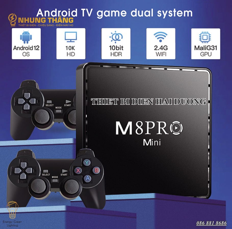 Máy Chơi Game M8 Pro - Android 12.0 - Kết Nối Không Dây WIFI - HDMI TV 10000 Trò Chơi - Kèm Thẻ Nhớ 64gb - CÓ VIDEO