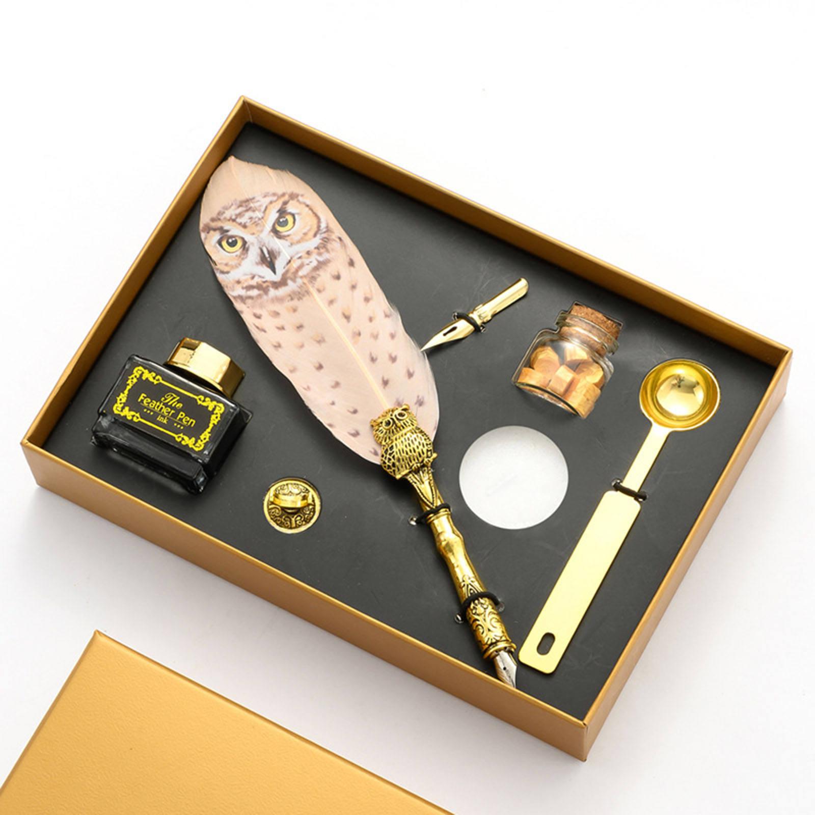 Feather Quill Pen and Ink Set,Writing Quill,Vintage Calligraphy Dip Pen Kit