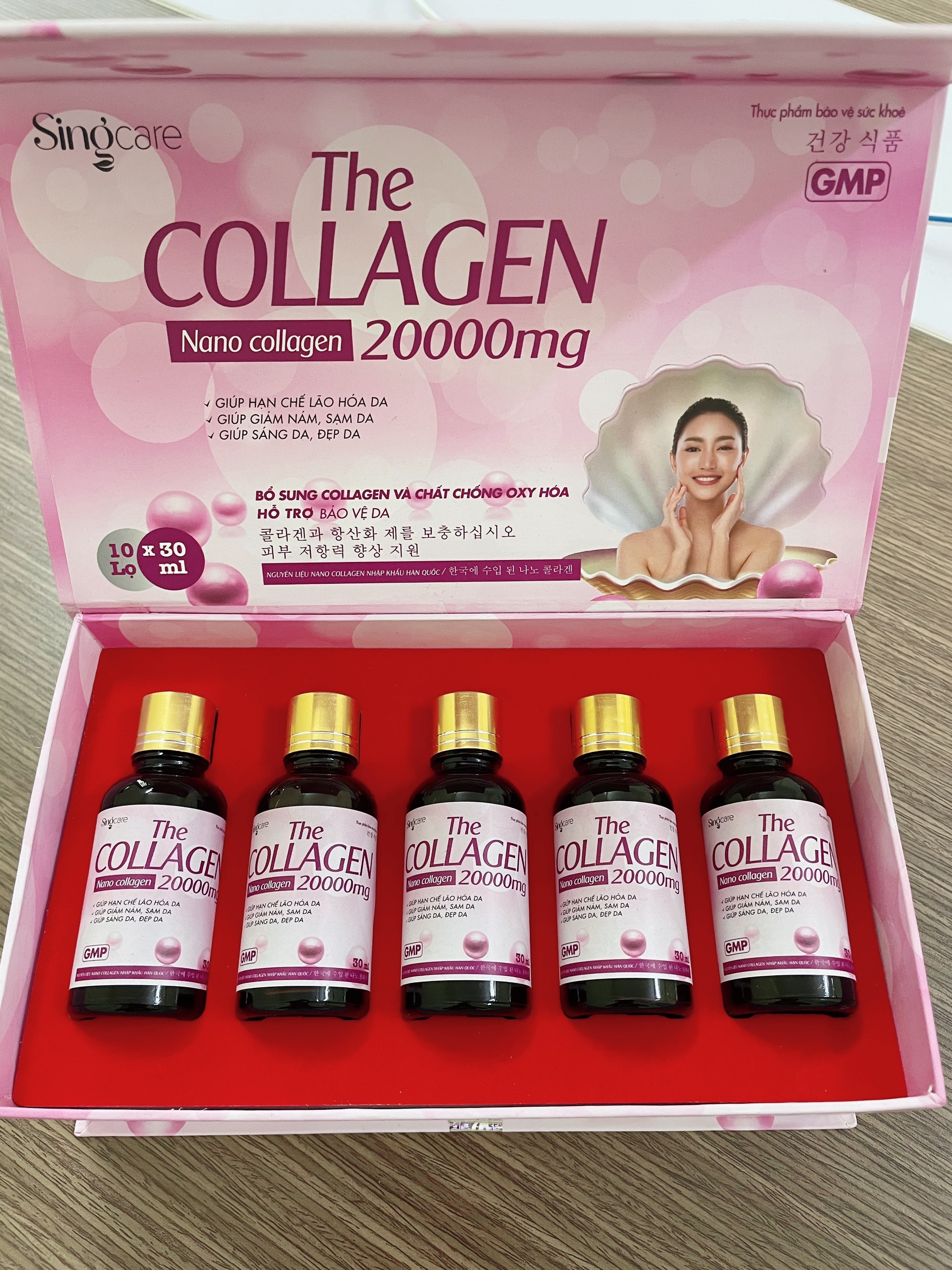 Nước Uống The Collagen 20000mg, Bổ sung collagen và các chất chông oxy hóa giúp bảo vệ da, tăng tính đàn hồi, hạn chế lão hóa da (Hộp 10 chai x 30ml )