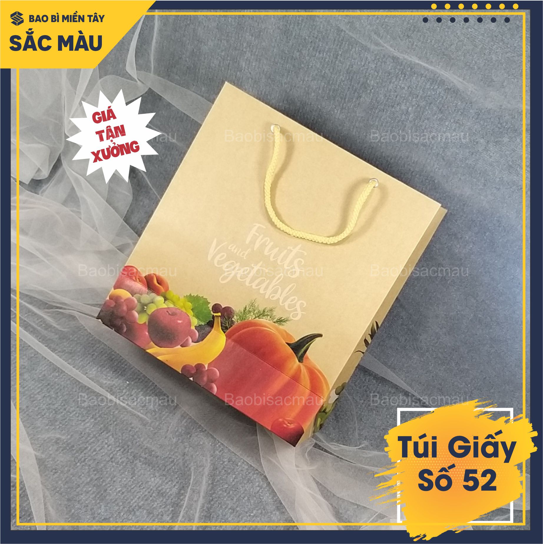 Sét 5 túi giấy đựng trái cây, thực phẩm , quà tặng....- Túi giấy số 52