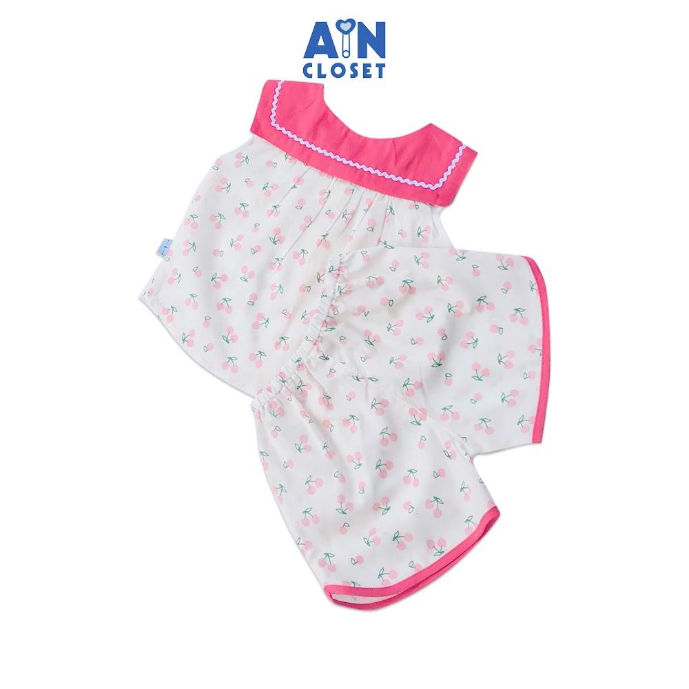Bộ quần áo ngắn bé gái họa tiết Cherry nhí hồng cổ thủy thủ cotton boi - AICDBGEIEBSY - AIN Closet