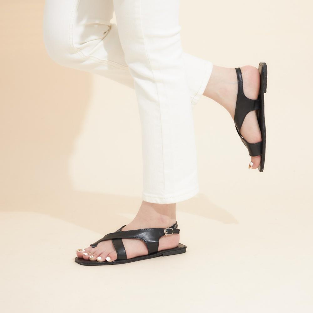 Giày Sandal Nữ MWC 2874 - Giày Sandal Xỏ Ngón Quai Chéo Cách Điệu Đế Bệt Thời Trang