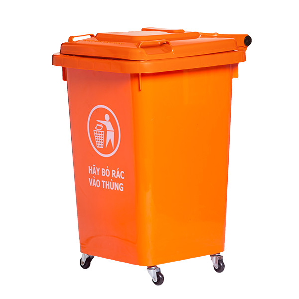 Thùng rác nhựa 60L màu cam