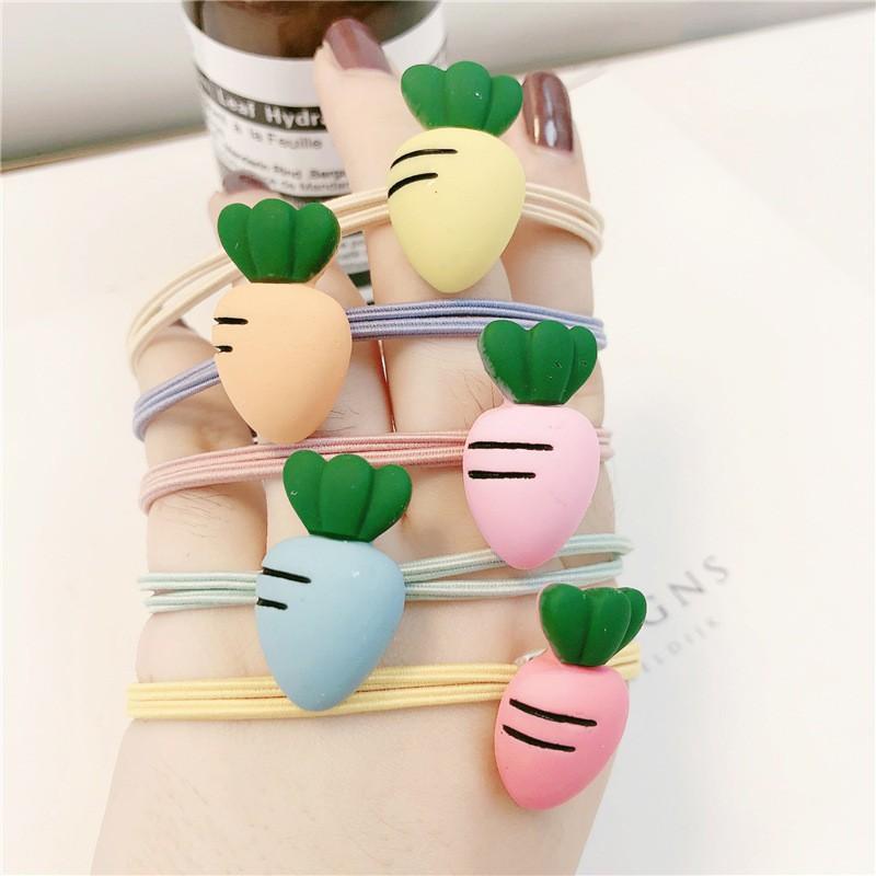 Combo 5 dây buộc tóc hình củ cải nhiều màu sắc