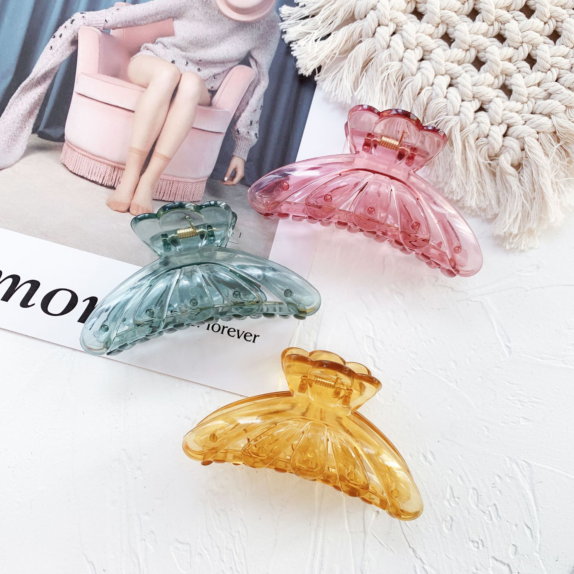 Kẹp tóc càng cua nhựa trong dễ thương KAH185 và các loại khác