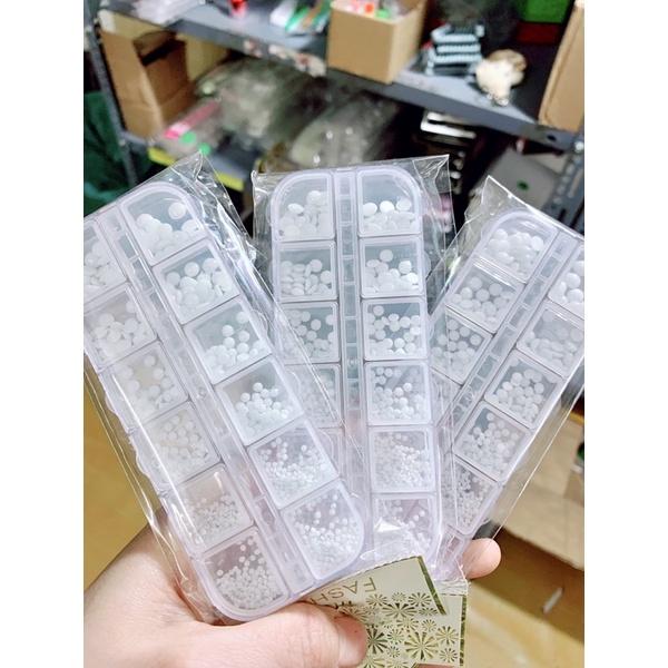 Trai nửa gắn móng mix 12 màu, trân châu chân lưới mix màu