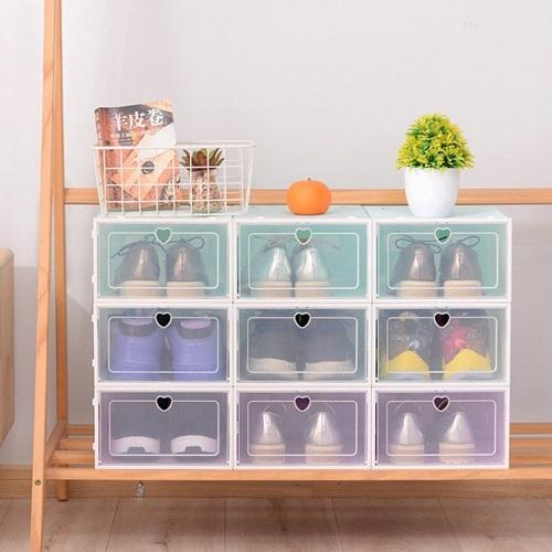 Hộp Đựng Giày Dép Lắp Ghép Thông Minh, Tủ Sắp Xếp Giày Nắp Nhựa Cứng Lắp Ráp Tiện Lợi