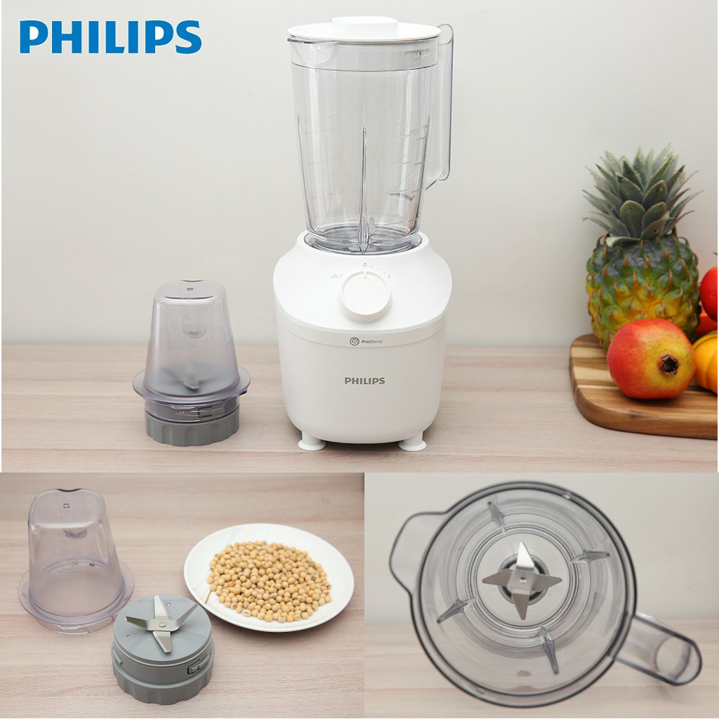 Máy xay sinh tố 2 cối Philips HR2041/10 công suất 450W, xuất xứ Indonesia - Hàng chính hãng