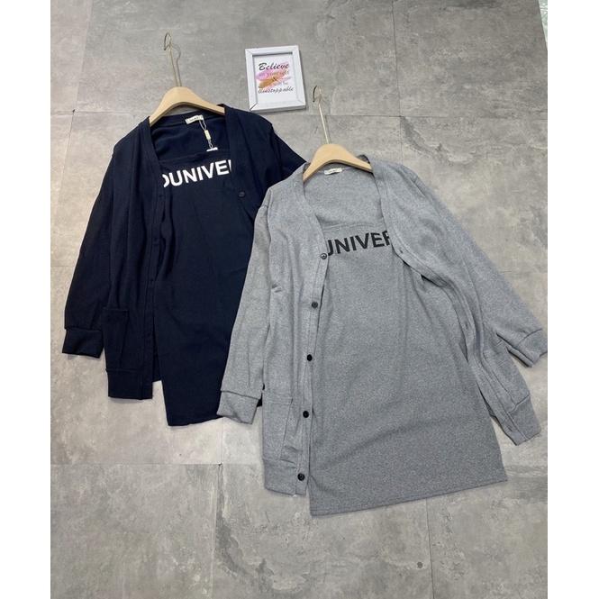 Set Váy 2 Dây Chữ Kèm Khoác Len Cá Tính Có Ảnh Thật Kèm Video