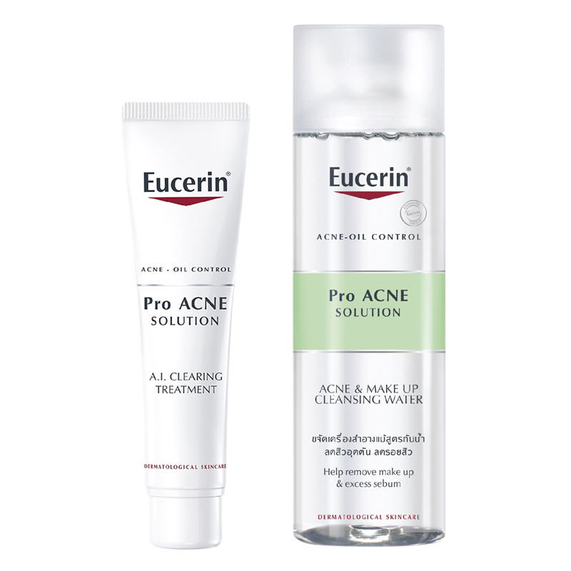 Combo Eucerin Tinh Chất Giảm Mụn, Mờ Vết Thâm, Tái Tạo Da, Ngăn Ngừa Mụn và Nước Tẩy Trang Giảm Mụn Làm Trắng Da