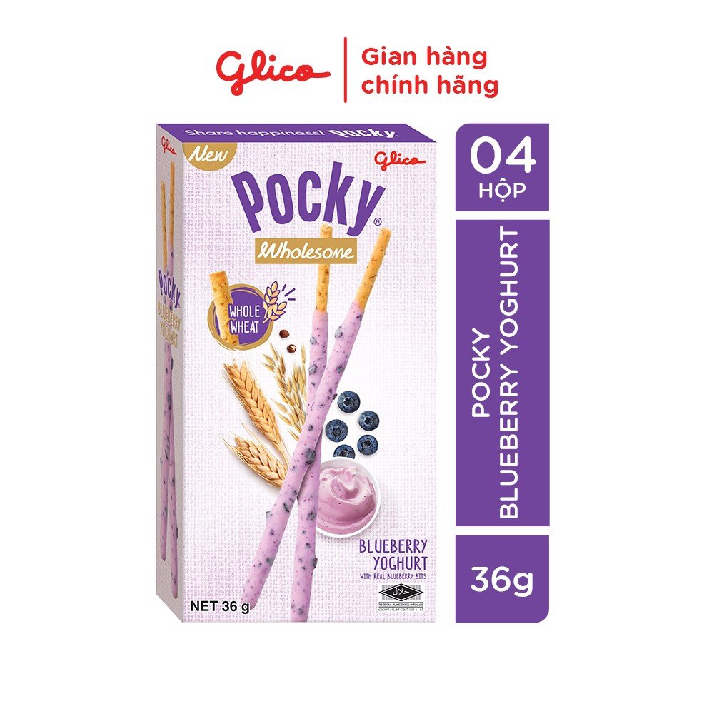 Combo 4 Bánh Que Pocky Ngon Khỏe Đẹp Vị Sữa Chua Việt Quất