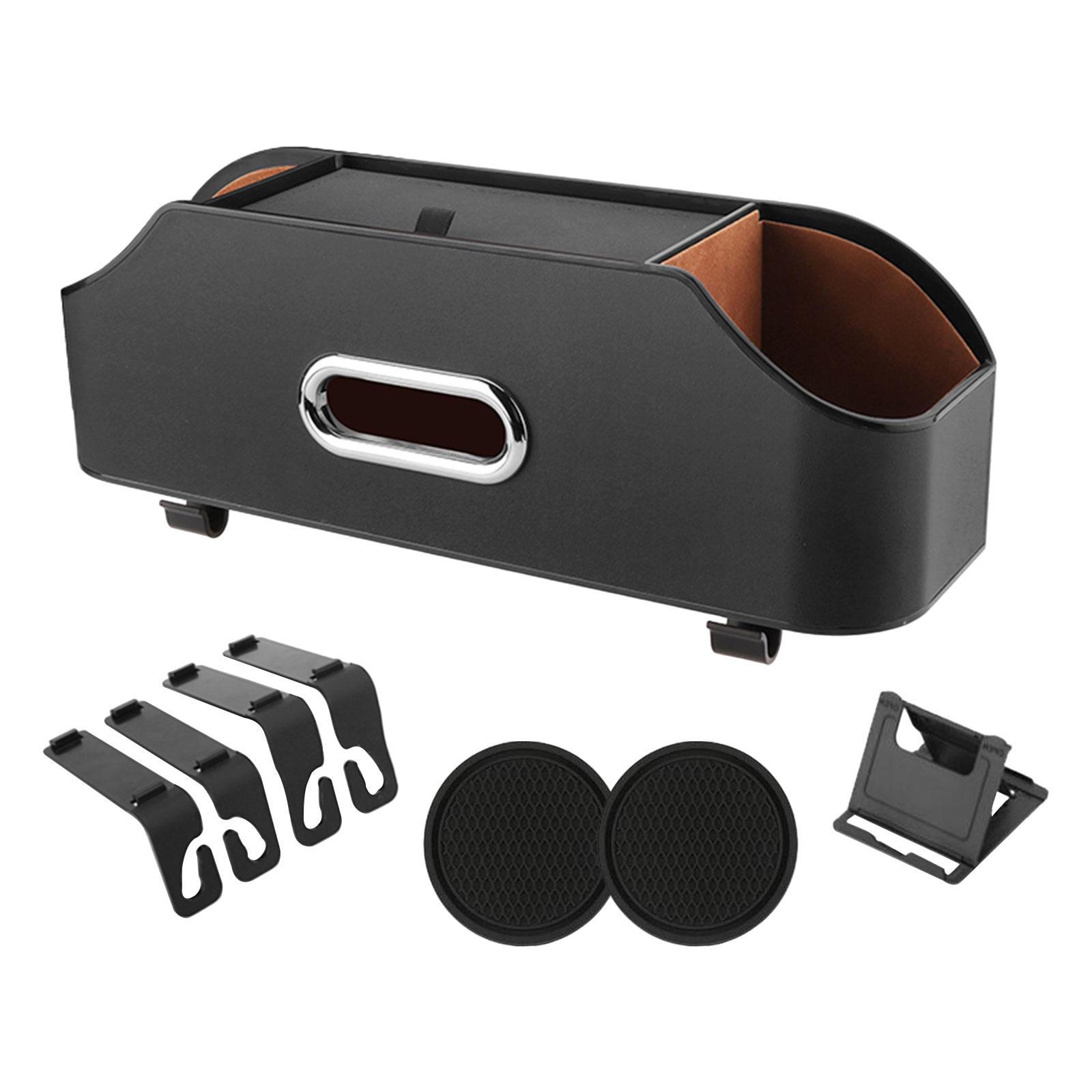 Car Headrest Seat Hanging Organizer with 2 Coasters Cup Holder Napkin Holder Durable 34.8x12x9.3cm Tear Resistant Waterproof Multifunctional