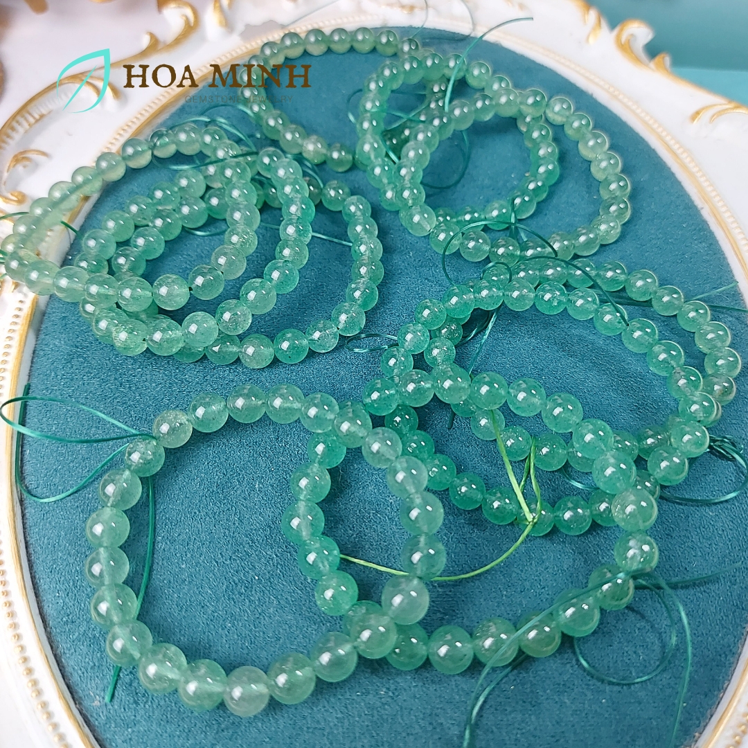 Vòng tay phong thủy đá Thạch Anh Dâu Xanh 8 li, hợp mệnh Mộc Hỏa