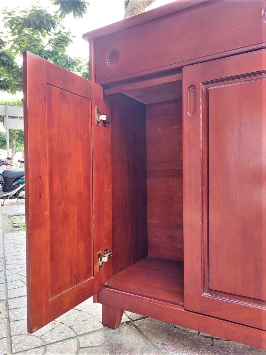 Tủ Gỗ Cao Su 4 Cánh Ngang 134cm Có Hộc, Tủ Đa Năng Sắp Xếp Đồ - Hàng VN Xuất Khẩu