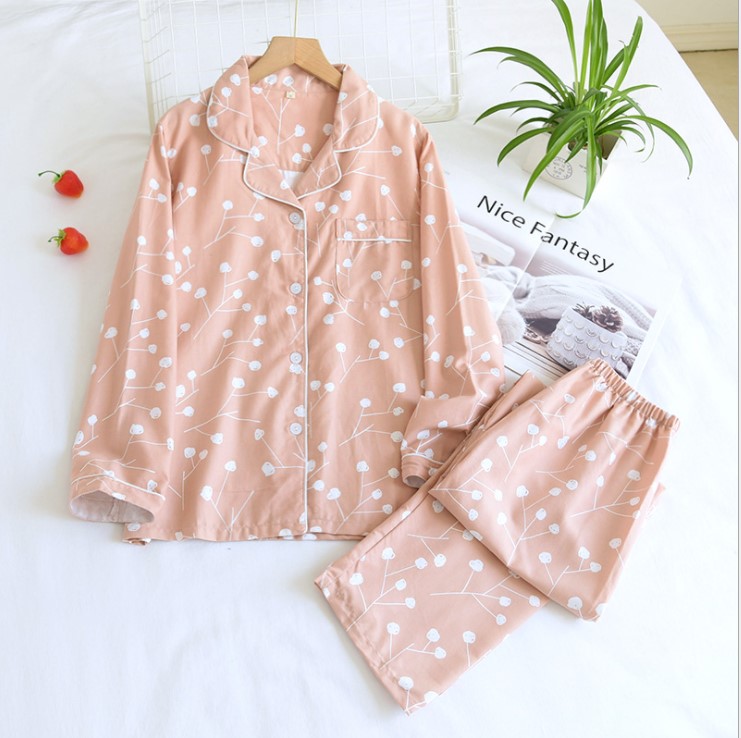 Pijama dài tay, Đồ bộ nữ mặc nhà cao cấp Azuno AZ1111 Chất Liệu Cotton Hè Thu