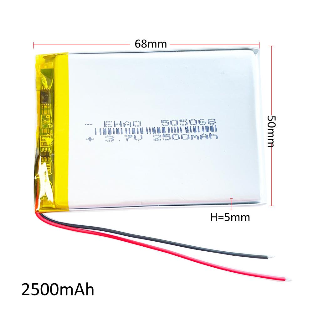 505068 3.7V 2500mAh Lipo Polymer Pin Sạc Lithium Tế Bào Cho MP3 Thiết Bị Dẫn Đường GPS DVD Camera Power Bank Máy Tính Bảng Laptop