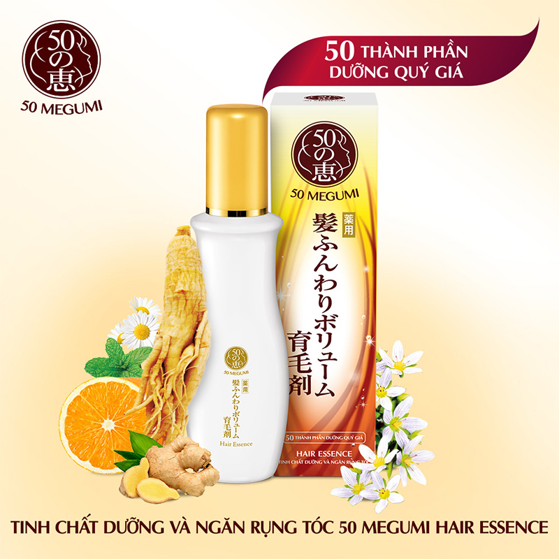 Tinh Chất Dưỡng Và Ngăn Rụng Tóc 50 Megumi Hair Essence 120ml + Tặng Lược Giảm Rụng Tóc, Gỡ Rối Wetbrush