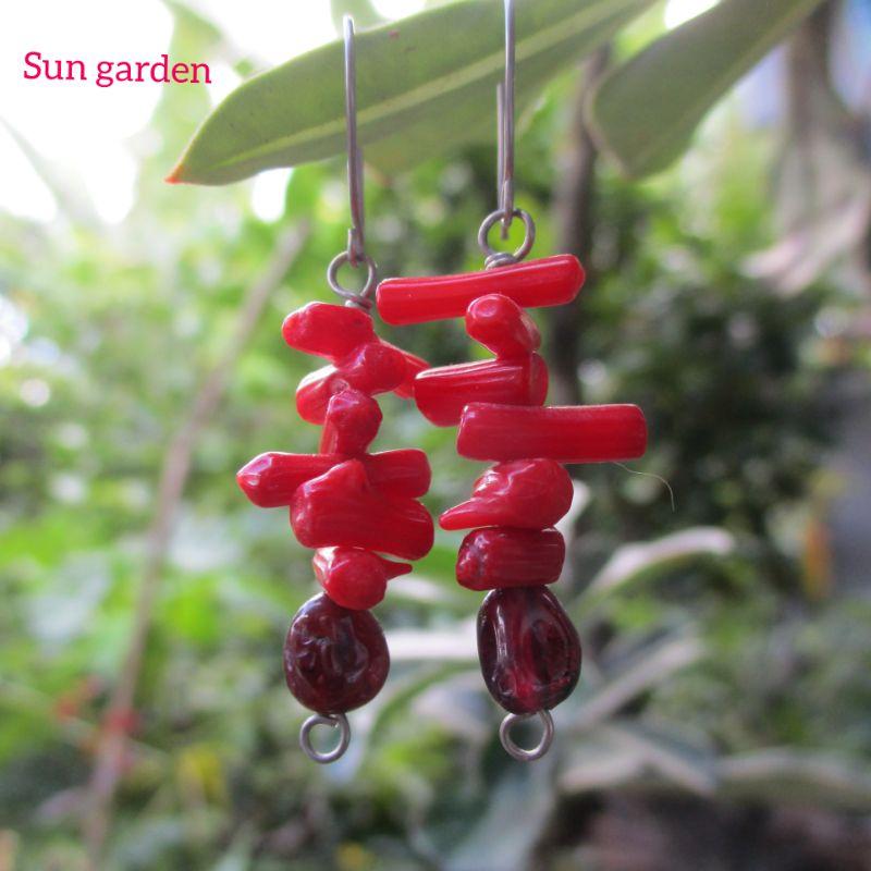 Bông tai san hô đỏ red caral