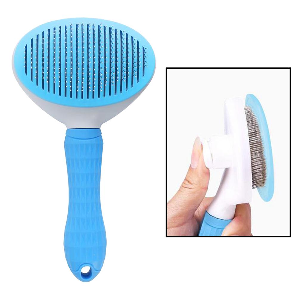 Dog Neat Slicker Grooming Brush Professional Self Cleaning Button Strong Blue