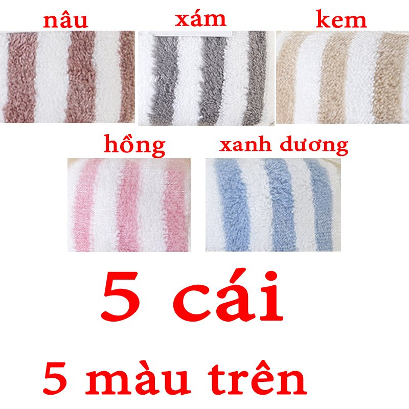 Combo 5 - Khăn mặt siêu thấm chất liệu 100 cotton siêu mềm mại thoải mái- 87101