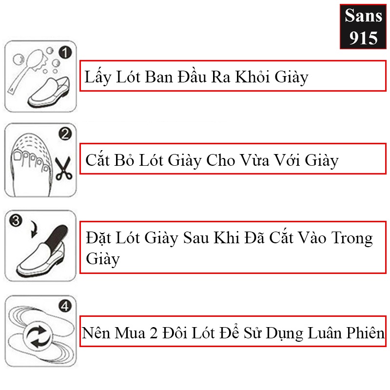 Lót giày thể thao nam nữ Sans915 êm chân 4D chạy bộ đá bóng chống rộng