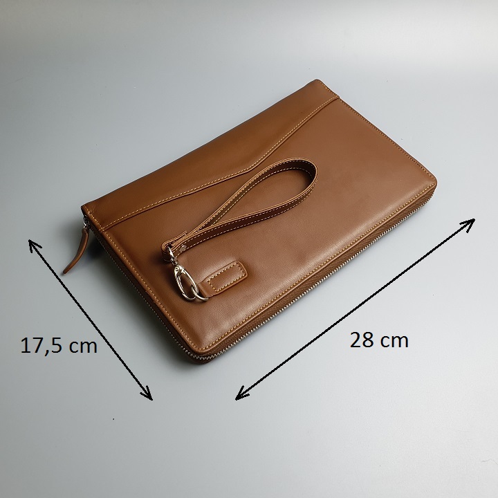 Clutch cầm tay nam; Ví cầm tay nam da bò thật CL120LEA - 100% da bò thật