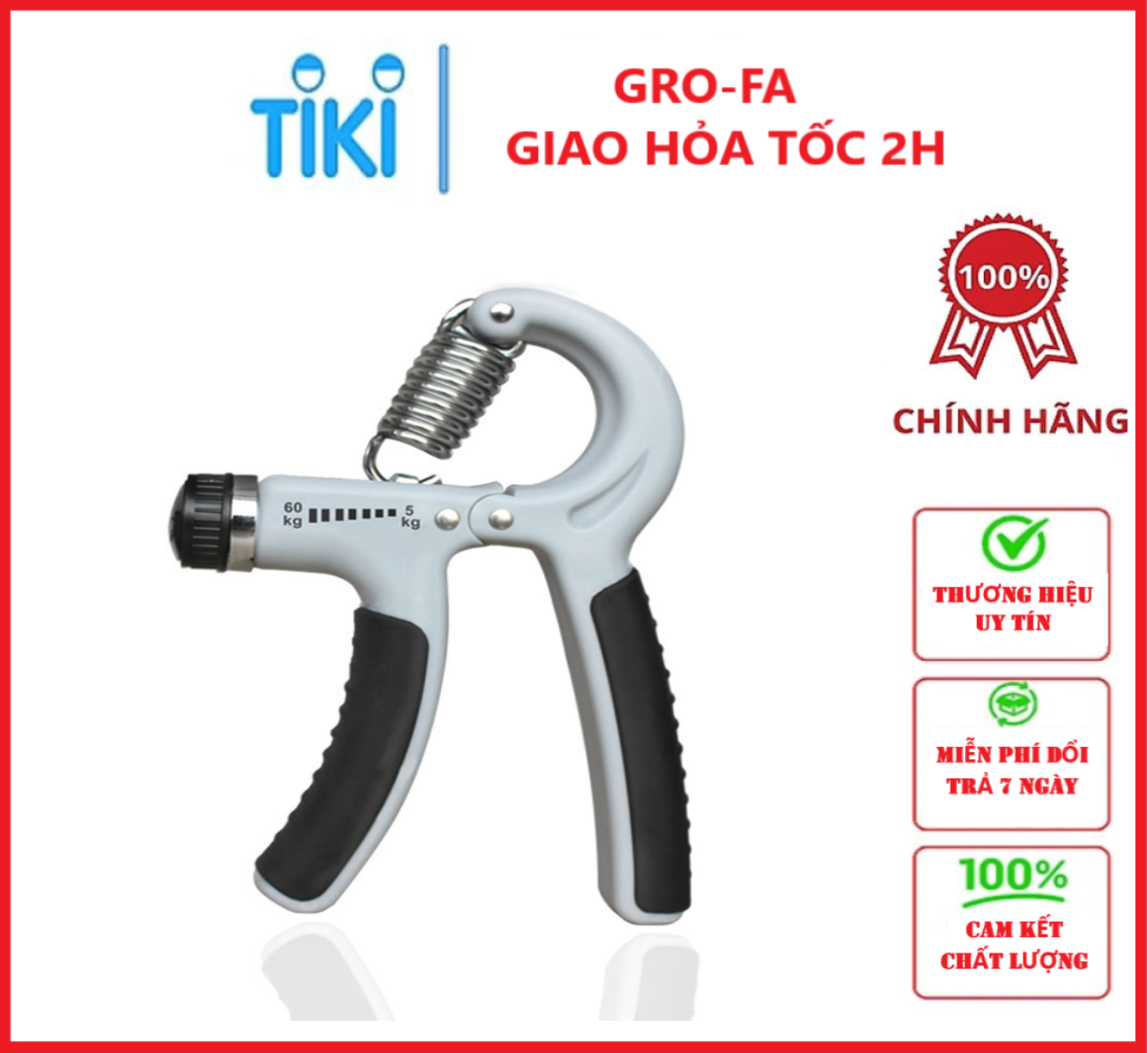 Dụng Cụ Tập Cơ Tay Có Núm Điều Chỉnh Lực GroFa - Chính hãng