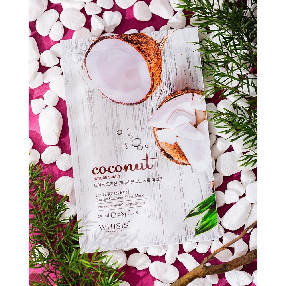 Combo 10 Mặt nạ tinh chất dừa Whisis Nature Origin Energy Coconut Sheet Mask