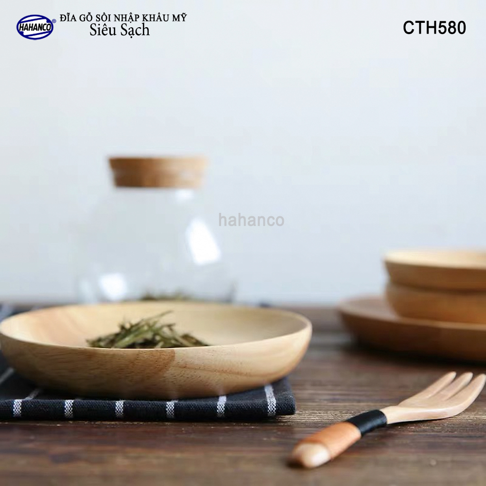 Đĩa gỗ Sồi nhập khẩu Mỹ nguyên khối CTH580 - hàng Xuất Khẩu Châu Âu - đĩa bánh mì/trái cây/ bít tết/ pizza/ phụ kiện chụp ảnh, bày món ăn trong nhà hàng - Sang trọng trên bàn ăn - HAHANCO