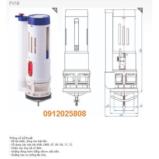 VS1808 - Bộ xả bồn cầu LIỀN KHỐI 2 nhấn - cao 26 cm