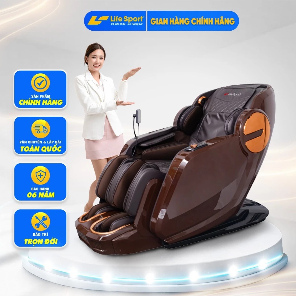 Ghế Massage Toàn Thân Lifesport LS-750, Ghế Massage Công Nghệ Bậc Nhất Kết Hợp Với Các Chất Liệu Cao Cấp BH 6 Năm