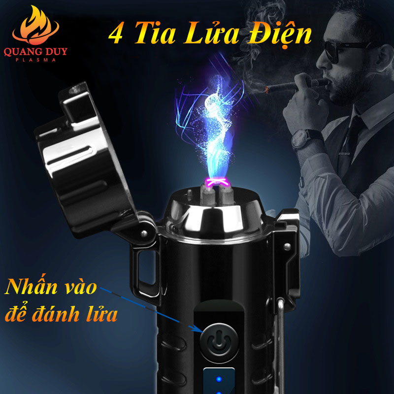 Bật lửa điện độc lạ tạo plasma 4 tia tích hợp dao cạo râu điện sạc pin tiện lợi tiện ích