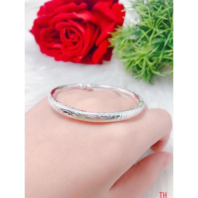 Vòng tay nữ tròn phay bạc ta