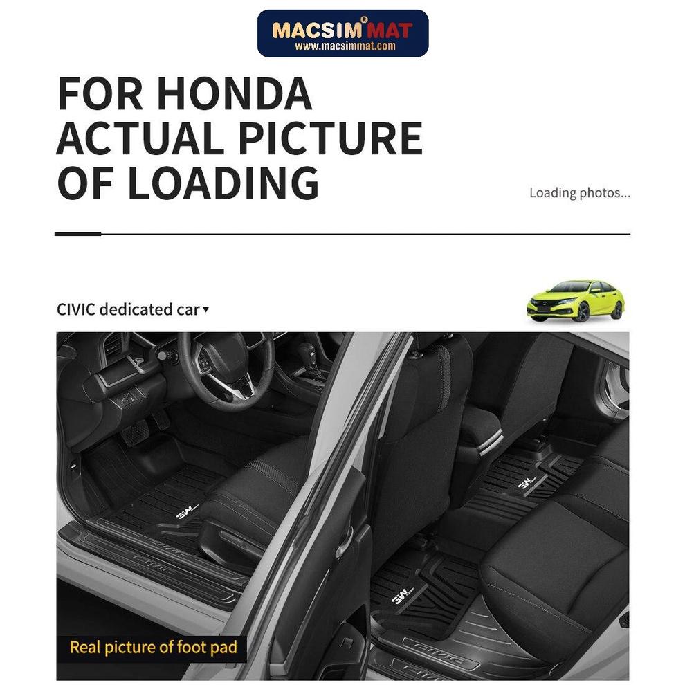 Thảm lót sàn xe ô tô HONDA CIVIC 2015- đến nay Nhãn hiệu Macsim 3W chất liệu nhựa TPE đúc khuôn cao cấp - màu đen