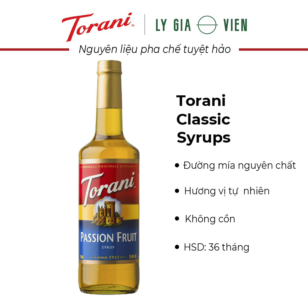 Siro Pha Chế Vị Chanh Dây Torani Classic Passion Fruit Syrup 750ml Mỹ