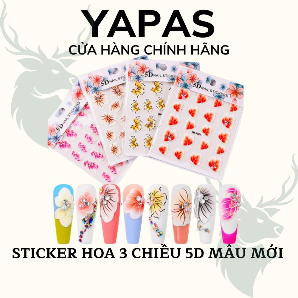 Sticker dán móng hoa lá nail 3 chiều nổi 5D , tấm sticker hoa nail trang trí móng