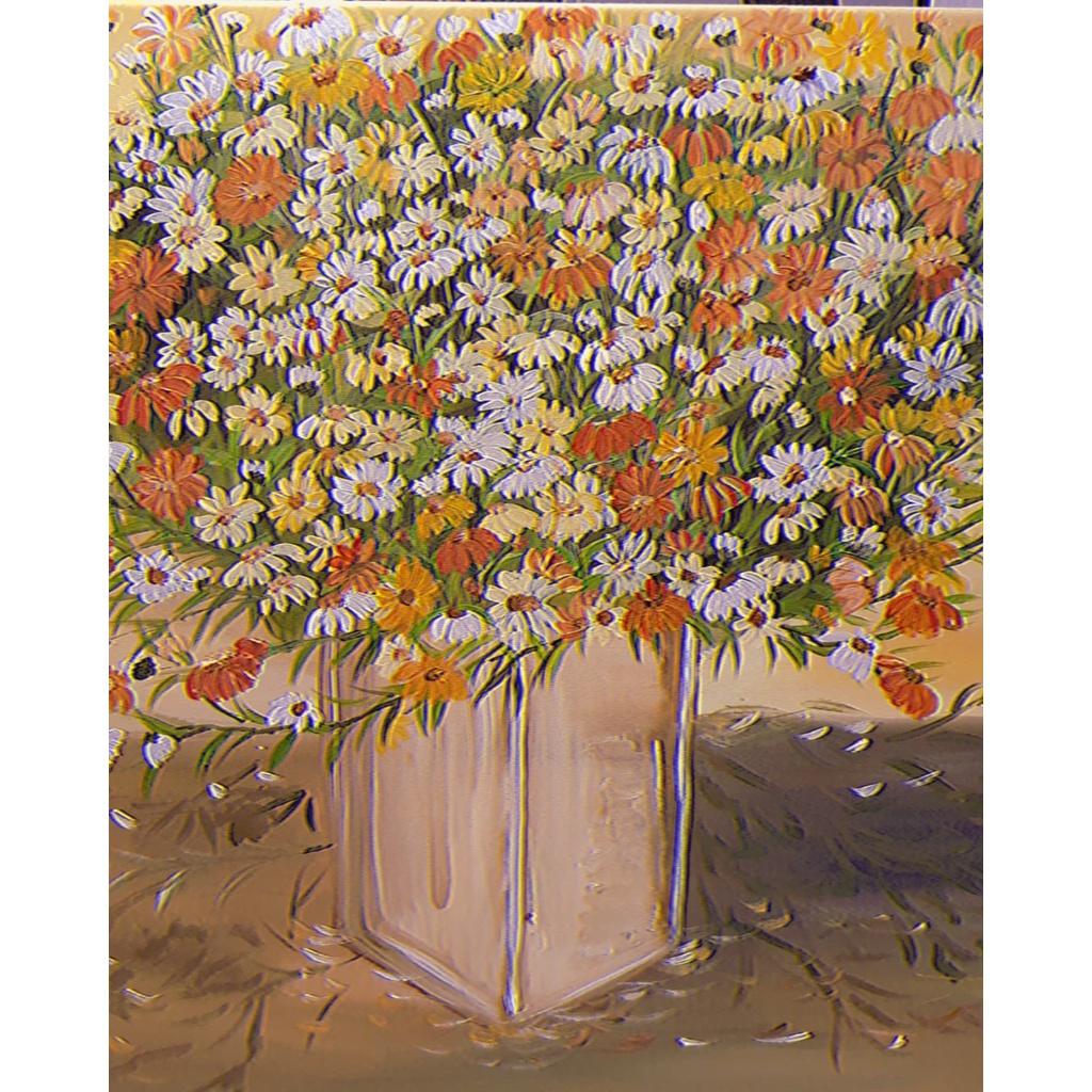 Tranh vẽ tay chất liệu sơn dầu Hoa nhí vintage